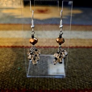 Elegant Brown and Silver Dangle Earrings